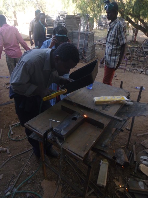 Welding the steel frame